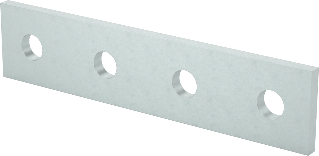 Strut Kanalı Braketi, Düz, Çinko Kaplı Çelik, 7-1/4" Uzunluk
