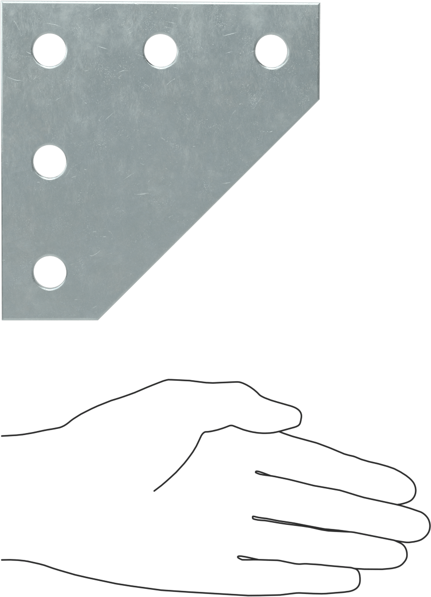 Strut Kanalı Braketi, Dirsek, Çinko Kaplı Çelik, 5-3/8" x 5-3/8"