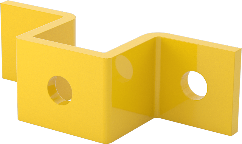 Strut Kanalı Braketi, U-Şekli, 1-5/8" Kanal Yüksekliği, Sarı Toz Boyalı Çelik