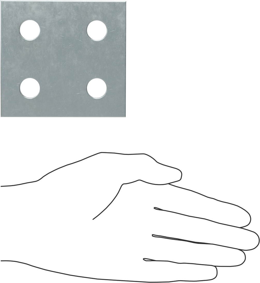 Strut Kanalı Braketi, Kare, Çinko Kaplı Çelik, 3-1/2" Uzunluk