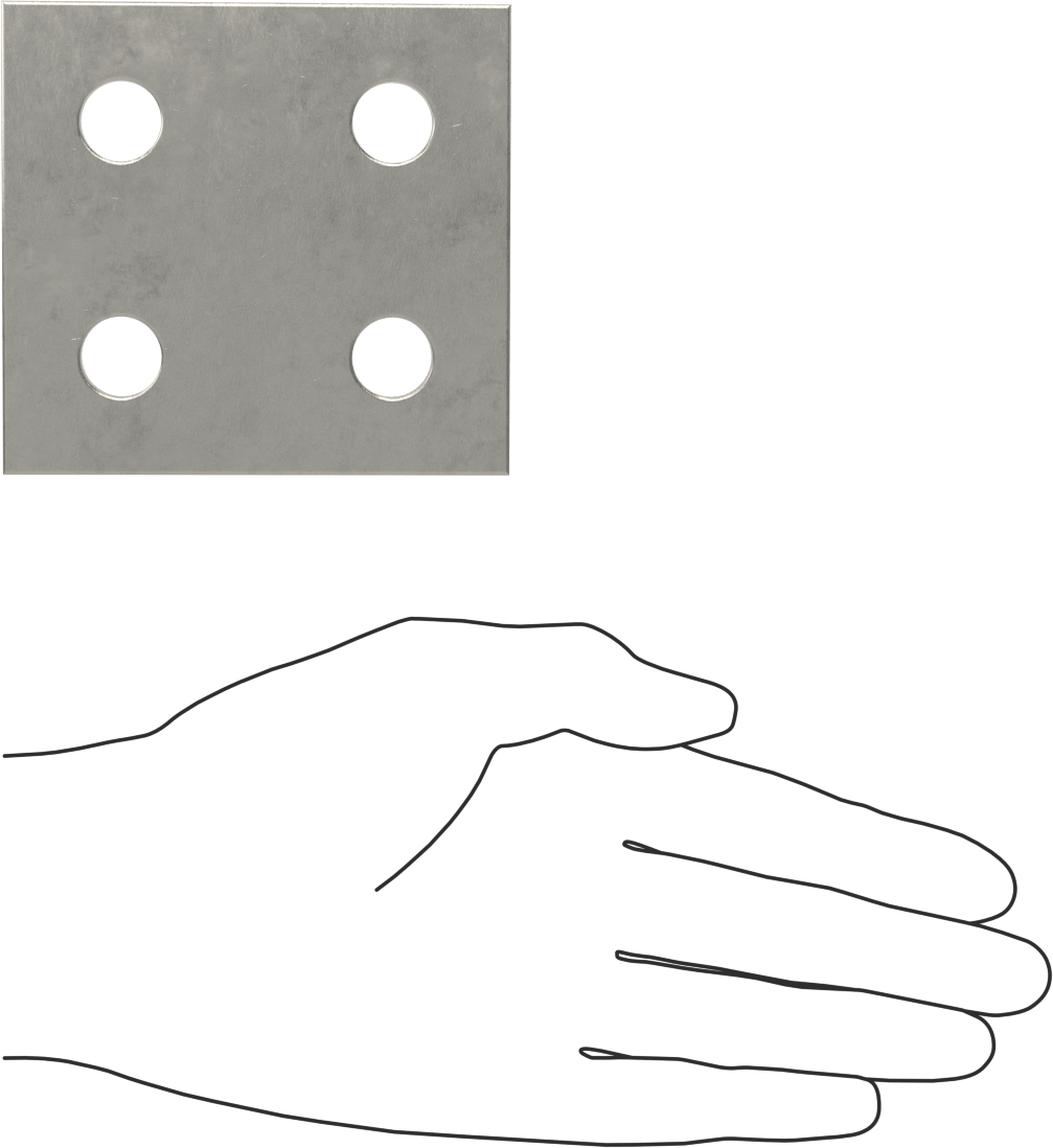 Strut Kanalı Braketi, Kare, 316 Paslanmaz Çelik, 3-1/2" Uzunluk