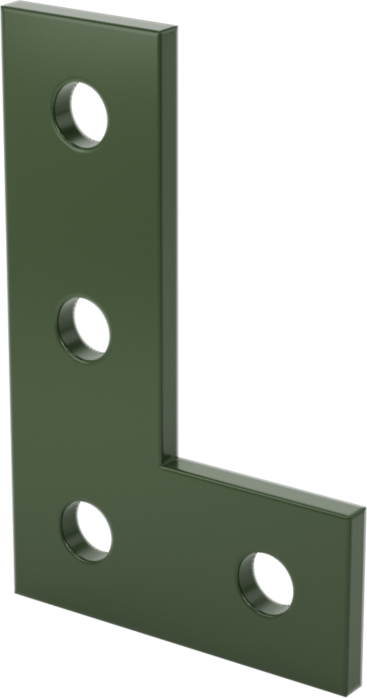 Strut Kanalı Braketi, Dirsek, Yeşil Toz Boyalı Çelik, 5-3/8" x 3-1/2"