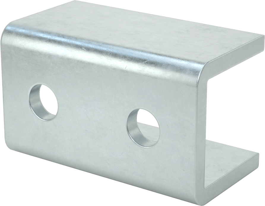 Strut Kanalı Braketi, Sarmalı Düz, Çinko Kaplı Çelik, 3-1/2" Uzunluk