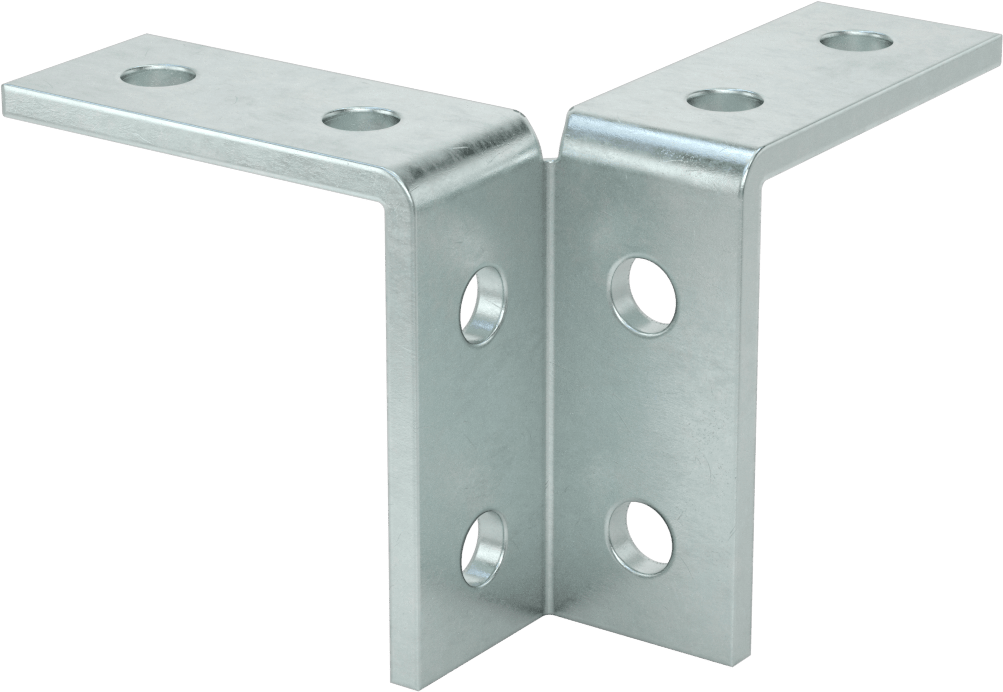 Strut Kanalı Braketi, Çift 90 Derece, Çinko Kaplı Çelik, 3-7/8" Uzunluk