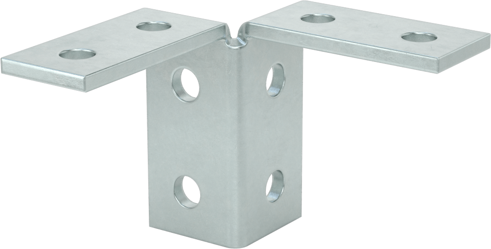 Strut Kanalı Braketi, Çift 90 Derece, Çinko Kaplı Çelik, 3-7/8" Uzunluk