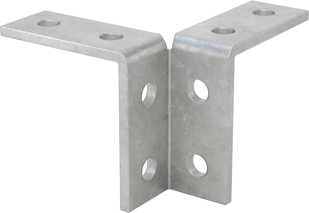 Strut Kanalı Braketi, Çift 90 Derece, Galvanizli Çelik, 3-7/8" Uzunluk