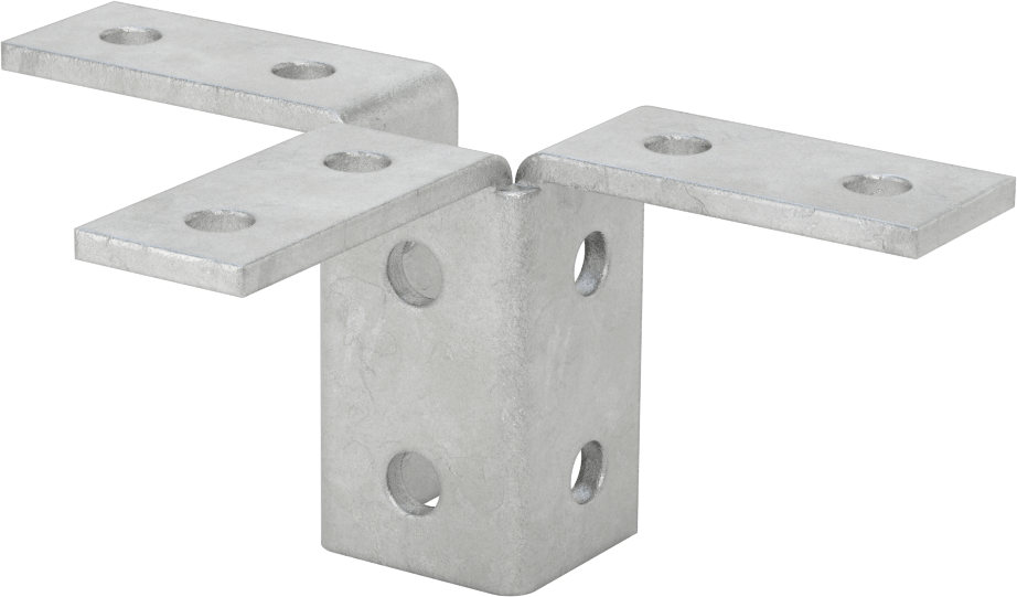Strut Kanalı Braketi, Üçlü 90 Derece, Galvanizli Çelik, 9-5/32" Uzunluk
