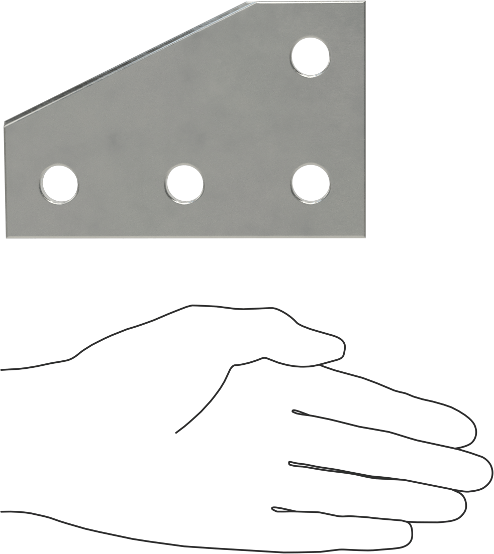 Strut Kanalı Braketi, Dirsek, 304 Paslanmaz Çelik, 5-3/8" x 3-1/2"