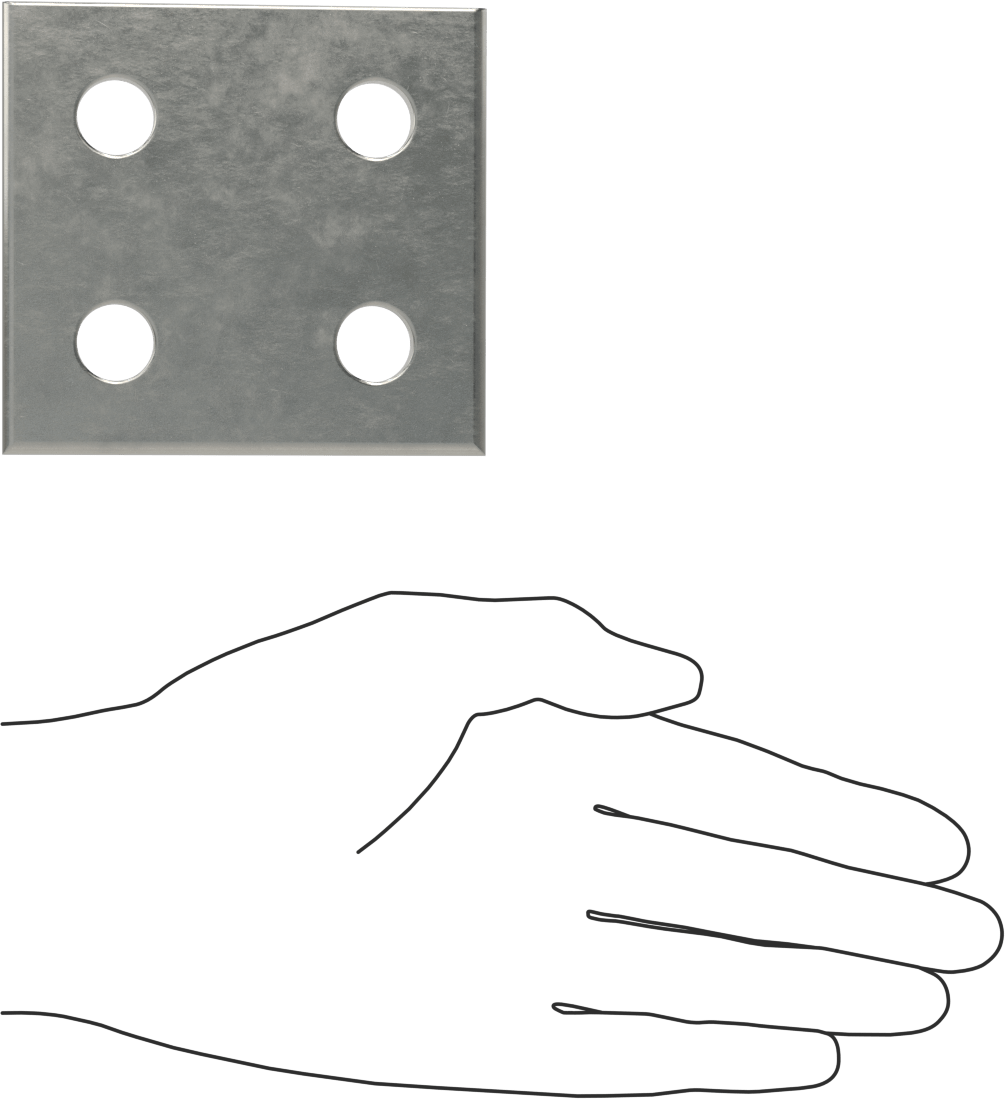 Strut Kanalı Braketi, Kare, 304 Paslanmaz Çelik, 3-1/2" Uzunluk