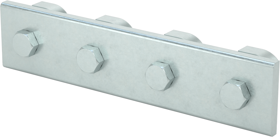 Strut Kanalı Braketi, Düz, Çinko Kaplı Çelik, 7-1/4" Uzunluk, Bağlantı Elemanları ile