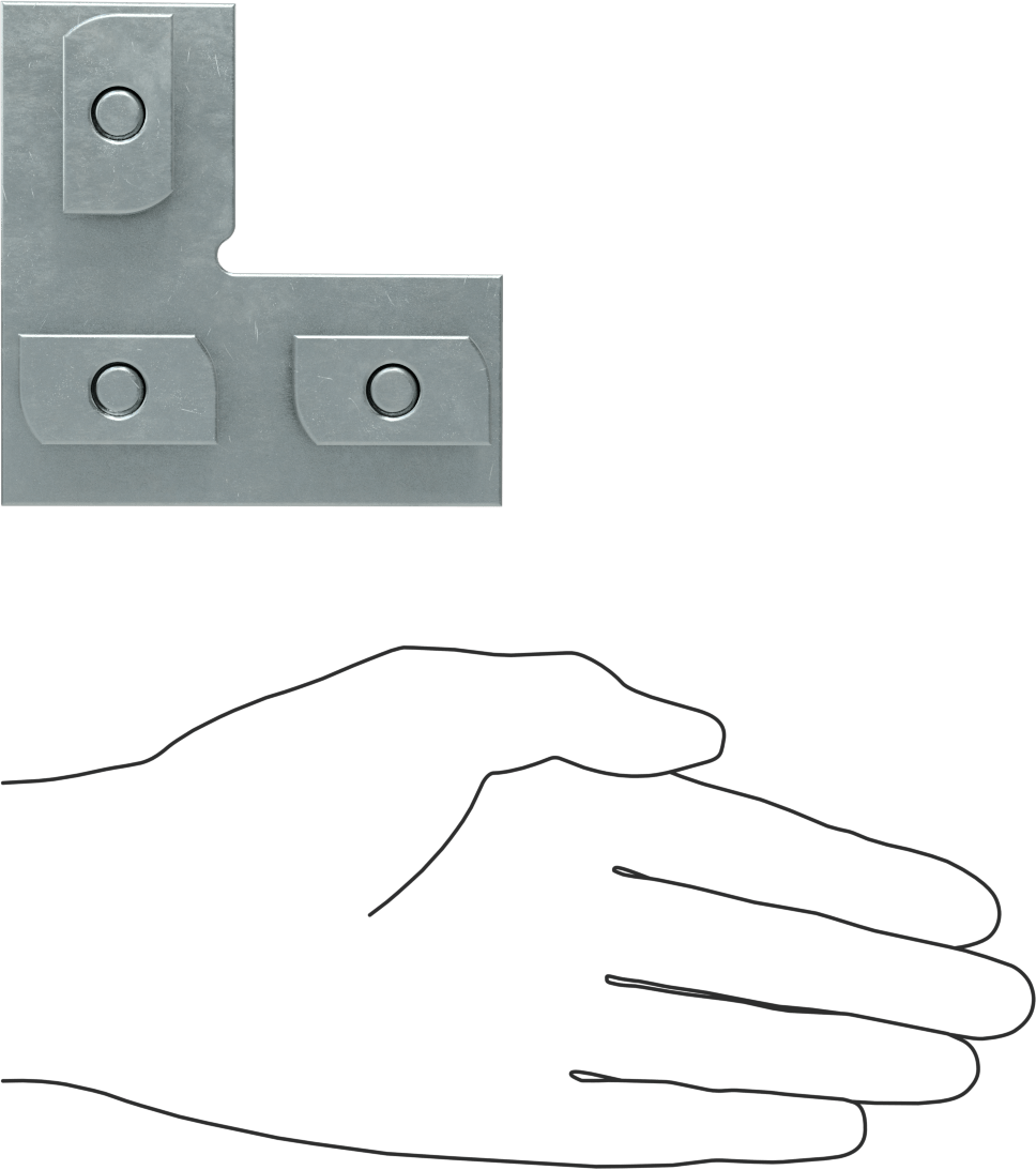 Strut Kanalı Braketi, Dirsek, Çinko Kaplı Çelik, 3-1/2" Uzunluk, Bağlantı Elemanları ile