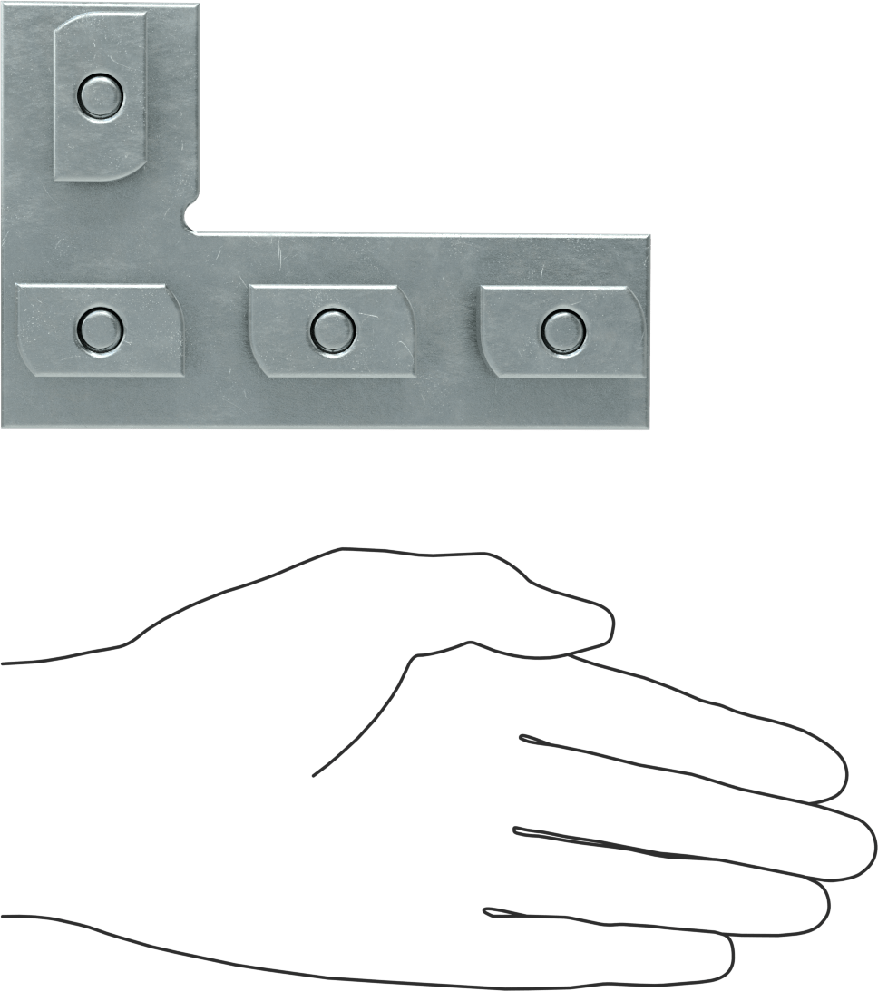 Strut Kanalı Braketi, Dirsek, Çinko Kaplı Çelik, 5-3/8" x 3-1/2", Bağlantı Elemanları ile