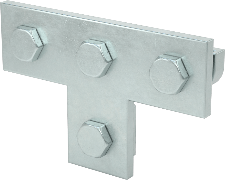 Strut Kanalı Braketi, T, Çinko Kaplı Çelik, 5-3/8" Uzunluk, Bağlantı Elemanları ile