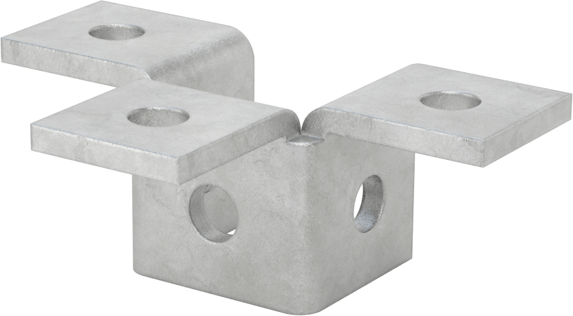 Strut Kanalı Braketi, Üçlü 90 Derece, Galvanizli Çelik