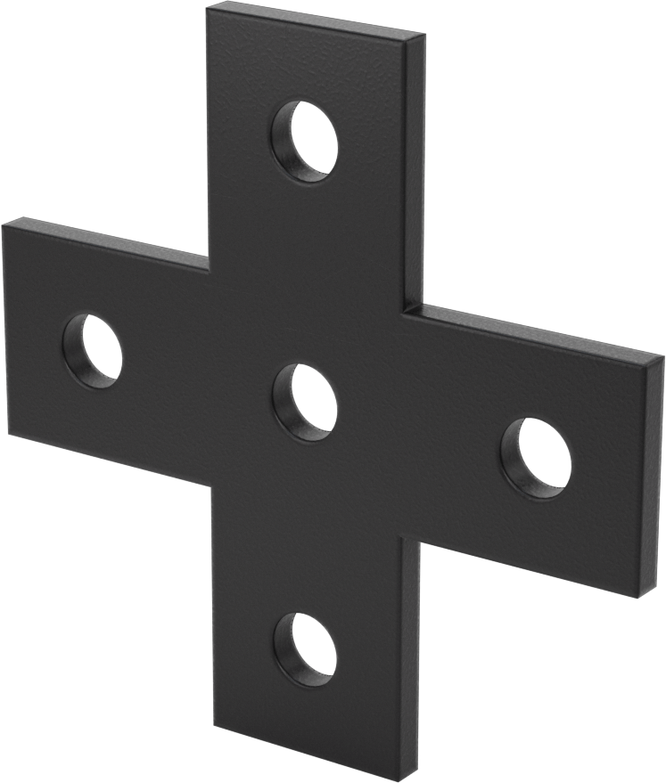 Strut Kanalı Braketi, Çapraz, Siyah Toz Boyalı Çelik, 5-3/8" Uzunluk