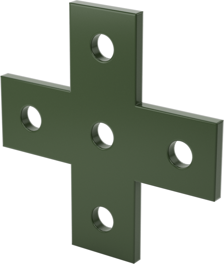 Strut Kanalı Braketi, Çapraz, Yeşil Toz Boyalı Çelik, 5-3/8" Uzunluk