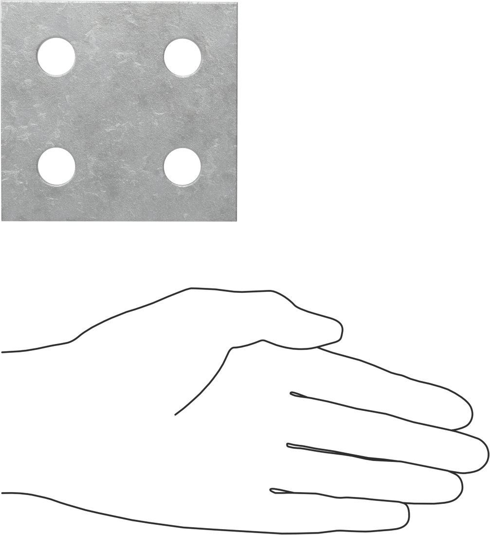Strut Kanalı Braketi, Kare, Galvanizli Çelik, 3-1/2" Uzunluk