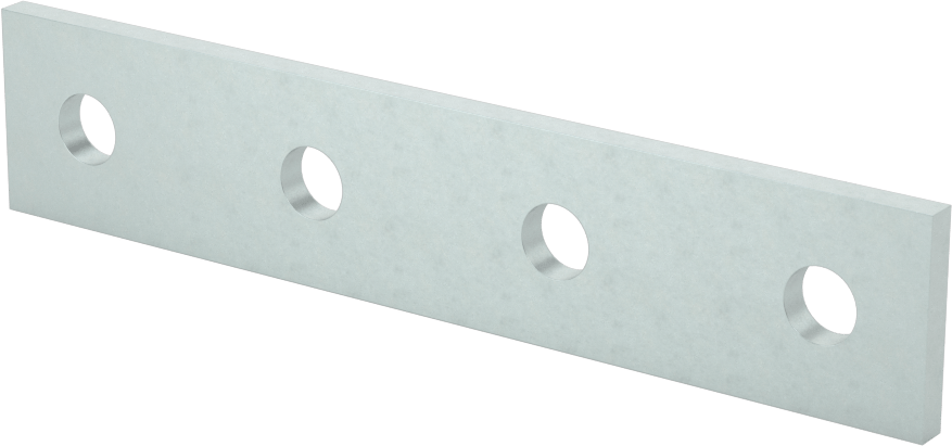 Strut Kanalı Braketi, Düz, Çinko Kaplı Çelik, 4" Uzunluk