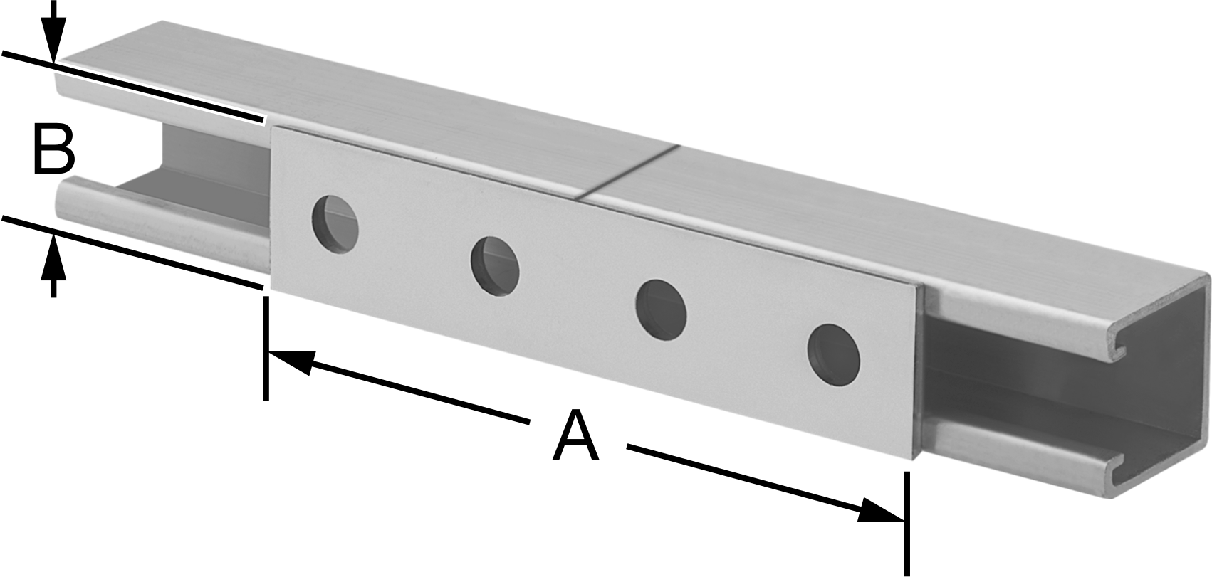 Strut Kanalı Braketi, Düz, 304 Paslanmaz Çelik, 7-1/4" Uzunluk