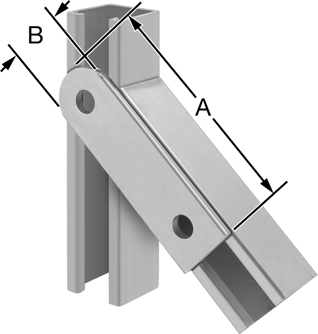 Strut Kanalı Braketi, Her Açı, Gri Fiberglas, 5-1/4" Uzunluk