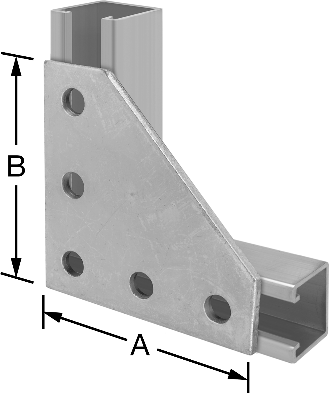 Strut Kanalı Braketi, Dirsek, Gri Fiberglas, 4-7/8" Uzunluk