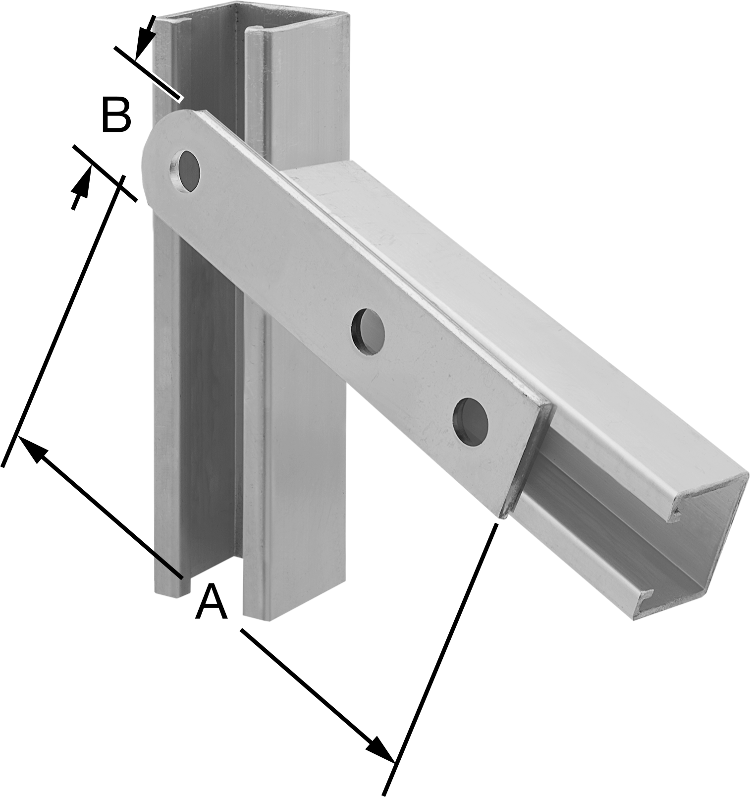 Strut Kanalı Braketi, Her Açı, Çinko Kaplı Çelik, 7-1/8" Uzunluk