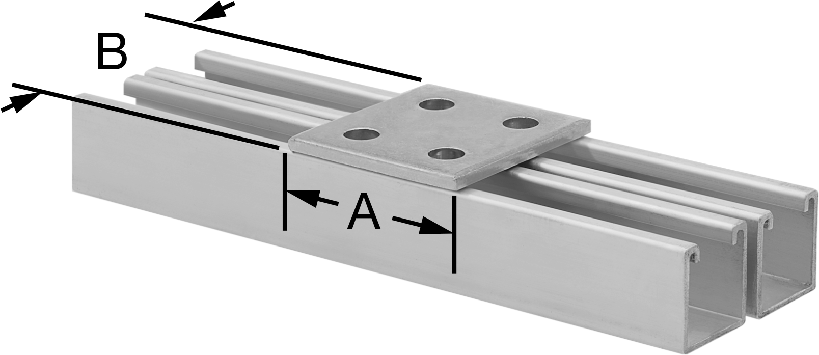 Strut Kanalı Braketi, Kare, Yeşil Toz Boyalı Çelik, 3-1/2" Uzunluk