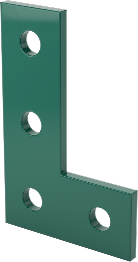 Strut Kanalı Braketi, Dirsek, Yeşil Toz Boyalı Çelik, 5-3/8" x 3-1/2"