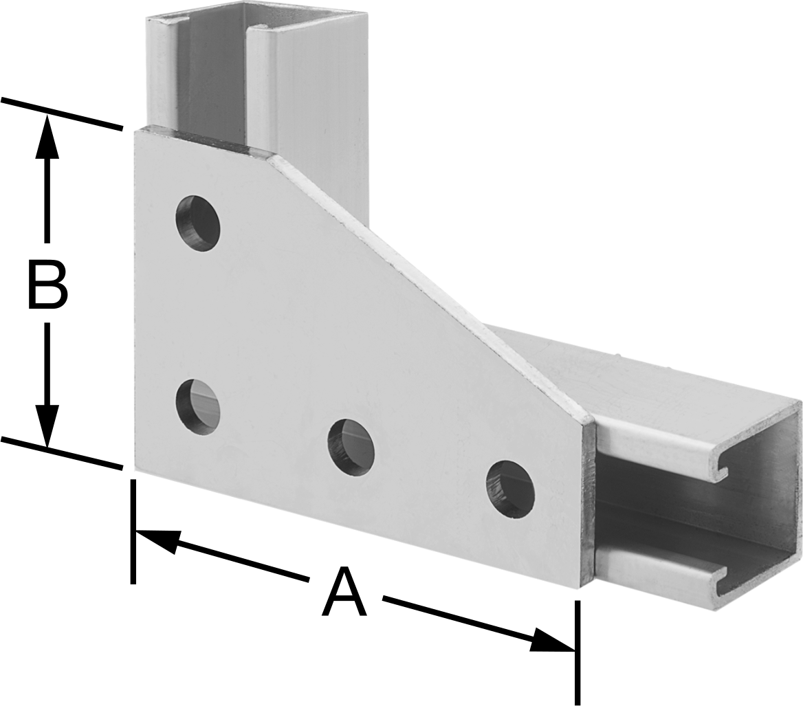 Strut Kanalı Braketi, Dirsek, Çinko Kaplı Çelik, 5-3/8" x 3-1/2"