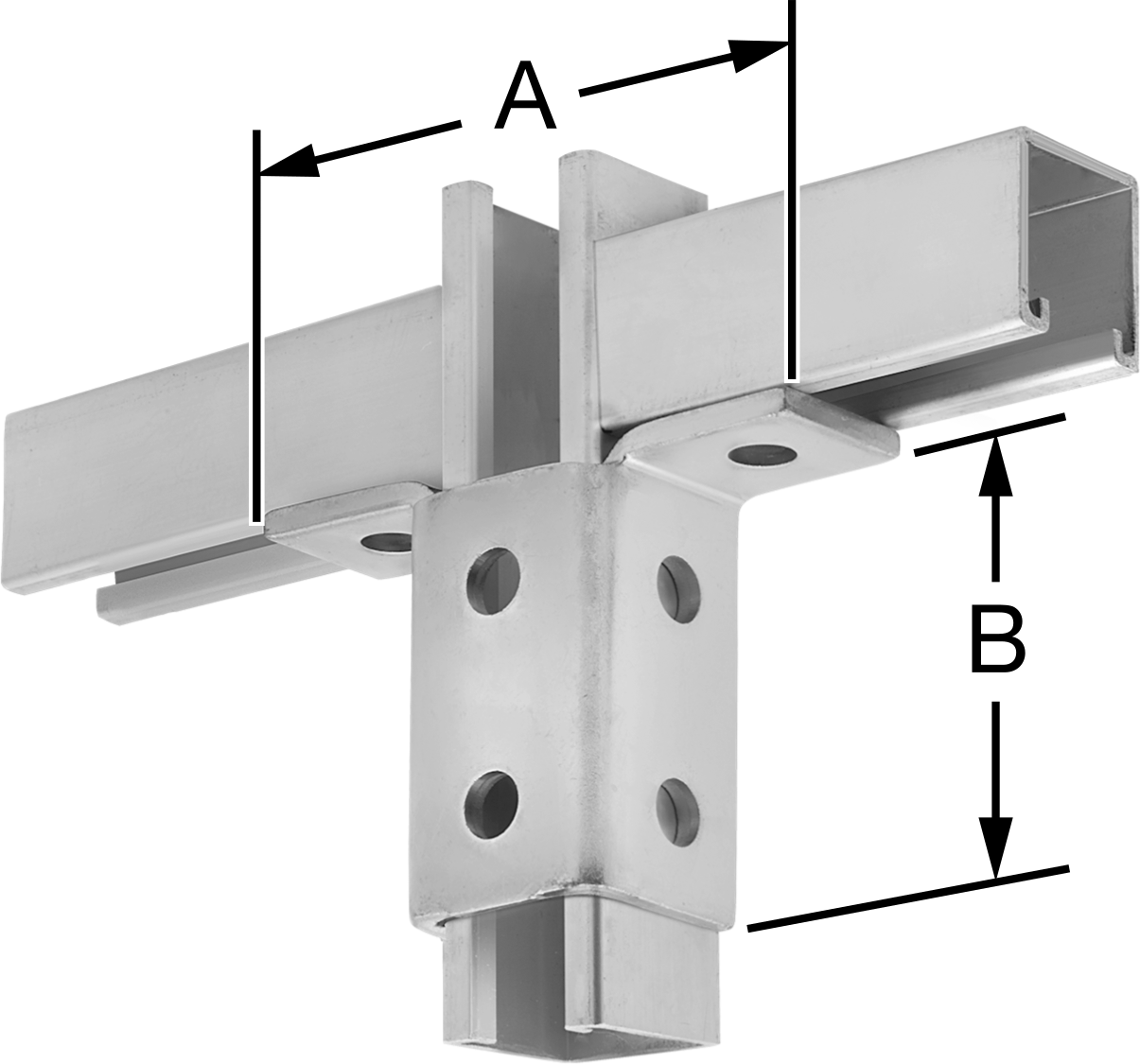 Strut Kanalı Braketi, Kanat, Çinko Kaplı Çelik, 5-13/32" Uzunluk
