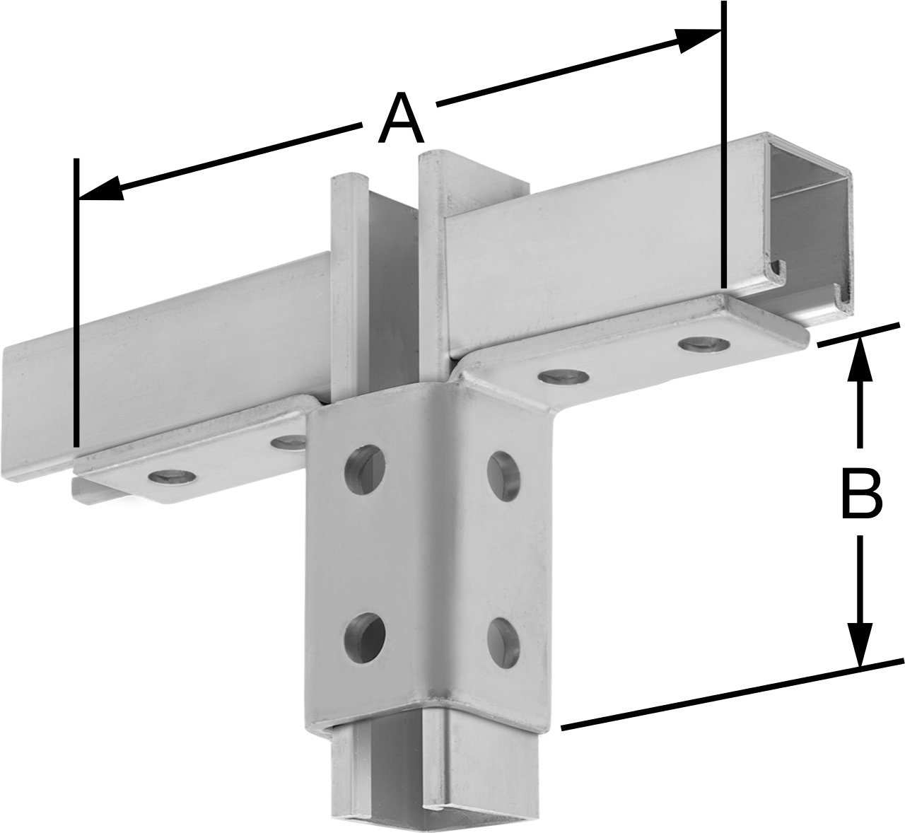 Strut Kanalı Braketi, Kanat, Toz Boyalı Çelik, 9-5/32" Uzunluk