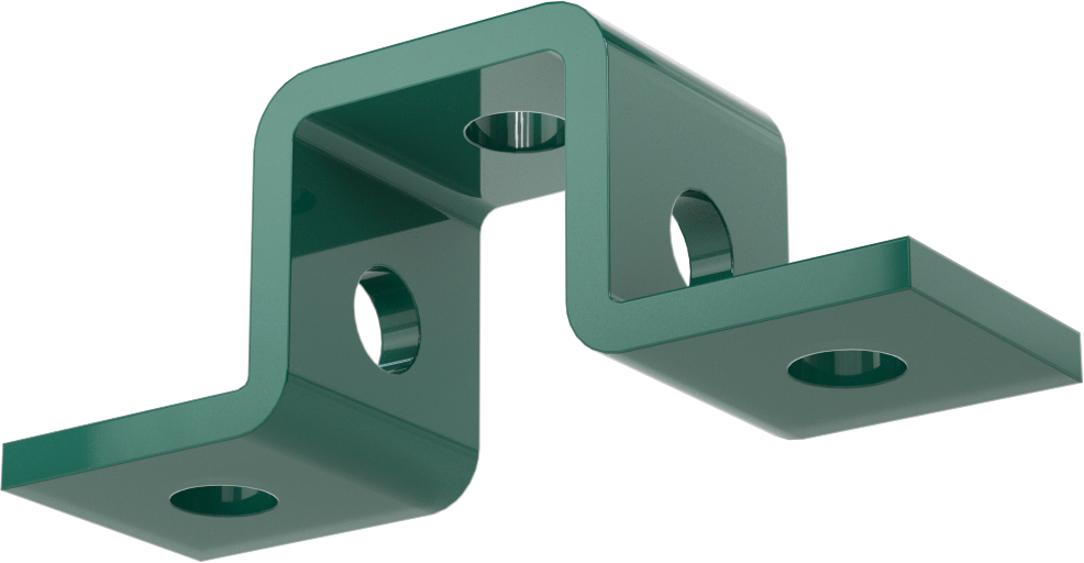 Strut Kanalı Braketi, U-Şekli, 1-5/8" Kanal Yüksekliği, Yeşil Toz Boyalı Çelik