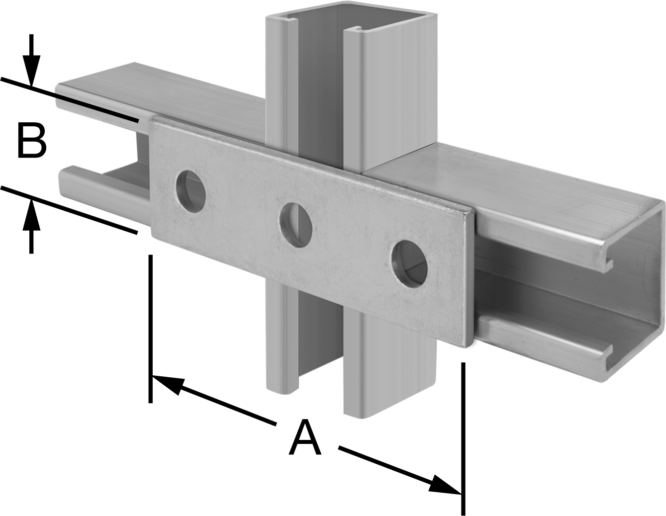 Strut Kanalı Braketi, Düz, Yeşil Toz Boyalı Çelik, 5-3/8" Uzunluk