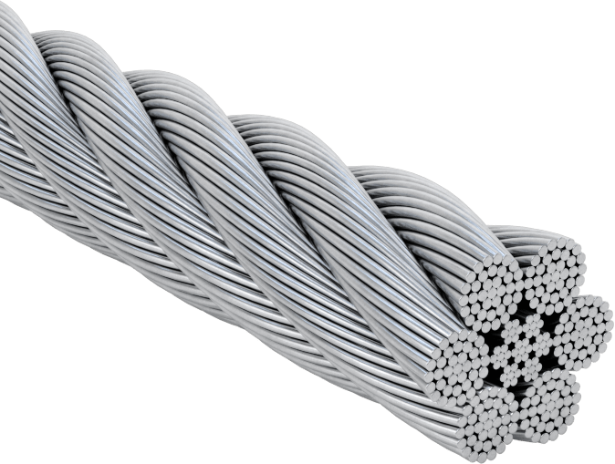 Kaldırma için Ultra Esnek Tel Halat, Galvanizli Çelik, 6 x 37, 1/4" Çap
