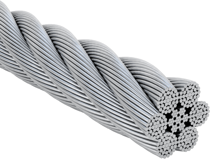 Kaldırma için Ultra Esnek Tel Halat, Galvanizli Çelik, 6 x 37, 3/8" Çap