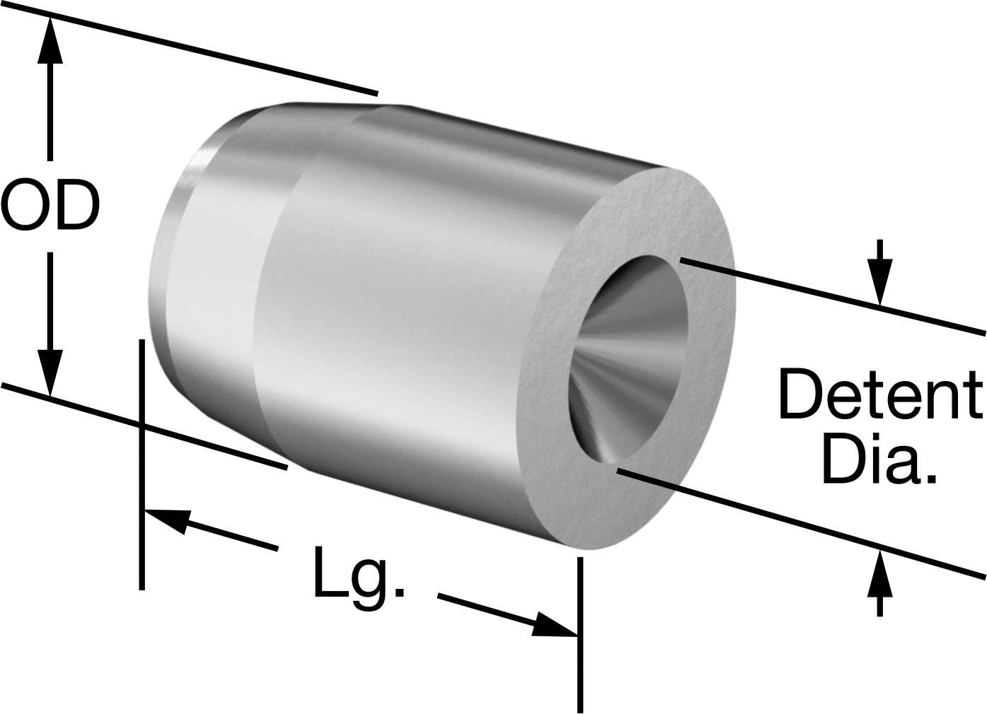 Top Burunlu Yaylı Piston için Tespit Mekanizması, 0,125" Top Çapına Uygun, 0,25 inç Uzunluk
