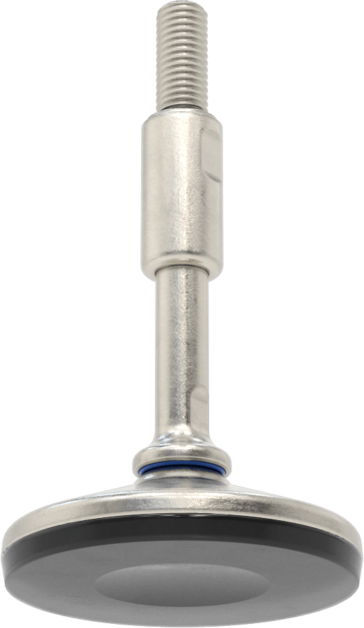 Dişli Saplamalı Sıhhi Döner Seviyeleme Montajı, 5/8"-11 Diş Boyutu, 4-1/8" Taban Çapı, 7-1/4" Toplam Yükseklik