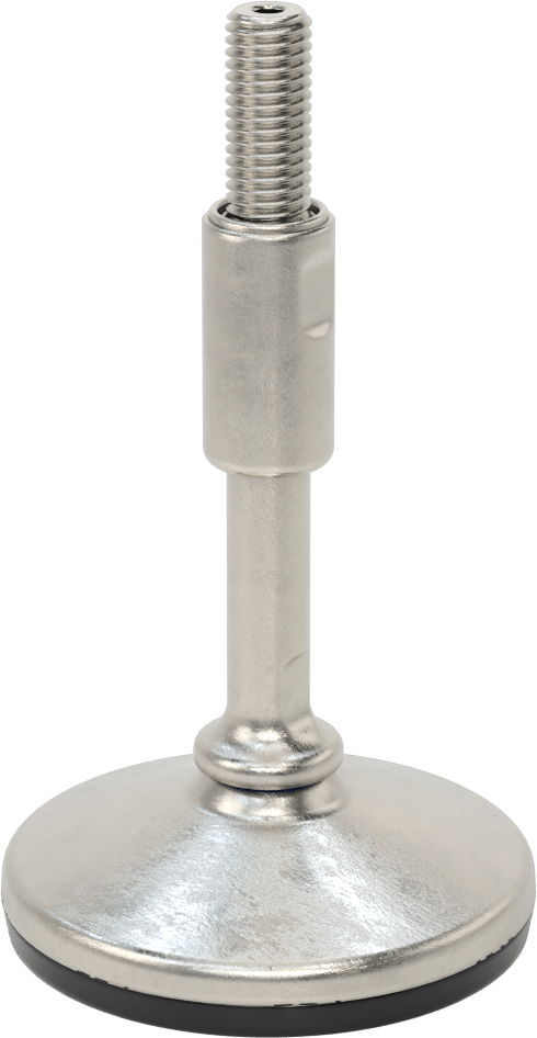Dişli Saplamalı Sıhhi Döner Seviyeleme Montajı, 5/8"-11 Diş Boyutu, 4-1/8" Taban Çapı, 7-1/4" Toplam Yükseklik