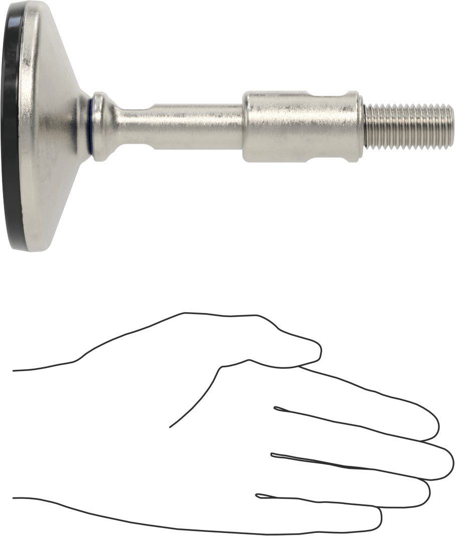 Dişli Saplamalı Sıhhi Döner Seviyeleme Montajı, 3/4"-10 Diş Boyutu, 4-1/8" Taban Çapı, 7-1/4" Toplam Yükseklik