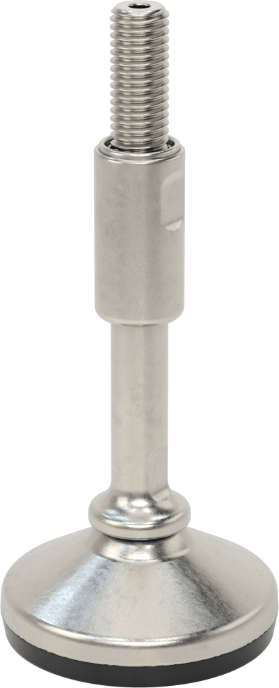 Dişli Saplamalı Sıhhi Döner Seviyeleme Montajı, 5/8"-11 Diş Boyutu, 3-3/16" Taban Çapı, 7-1/4" Toplam Yükseklik