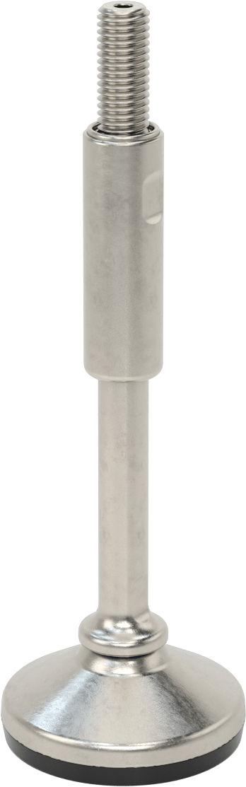 Dişli Saplamalı Sıhhi Döner Seviyeleme Montajı, 5/8"-11 Diş Boyutu, 3-3/16" Taban Çapı, 9-9/16" Toplam Yükseklik