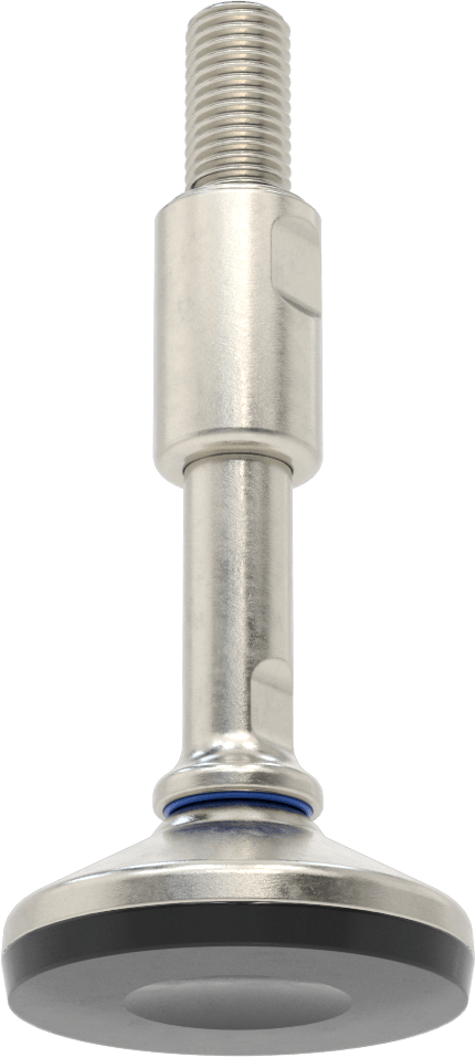 Dişli Saplamalı Sıhhi Döner Seviyeleme Montajı, 3/4"-10 Diş Boyutu, 3-3/16" Taban Çapı, 7-1/4" Toplam Yükseklik