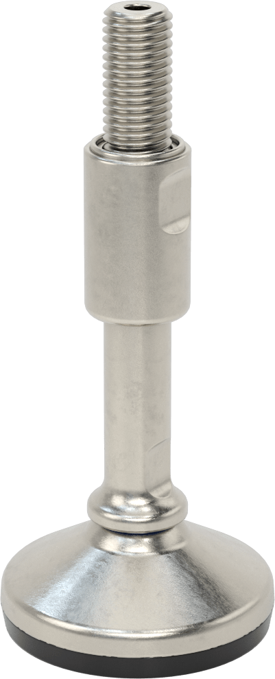 Dişli Saplamalı Sıhhi Döner Seviyeleme Montajı, 3/4"-10 Diş Boyutu, 3-3/16" Taban Çapı, 7-1/4" Toplam Yükseklik