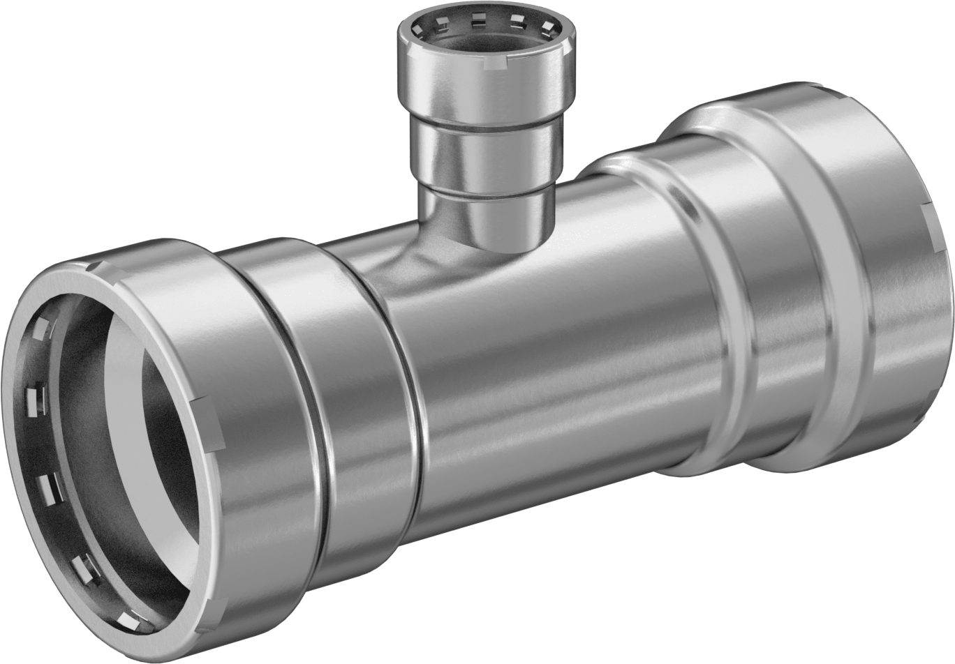 Presle Bağlanan Çelik Dişsiz Boru Bağlantı Elemanı, Düşük Basınç, T Redüktör, EPDM O-Ring, 2 x 3/4 Boyut