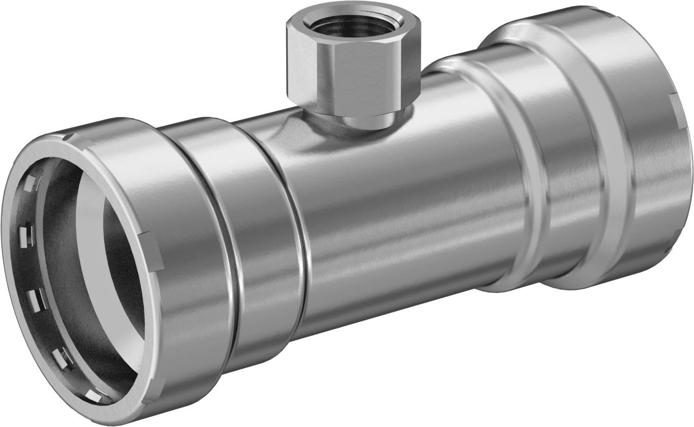 Presle Bağlanan Çelik Dişsiz Boru Bağlantı Elemanı, Hat Üstü T Adaptörü, EPDM O-Ring, 2 Boyut x 3/4 NPT Dişi
