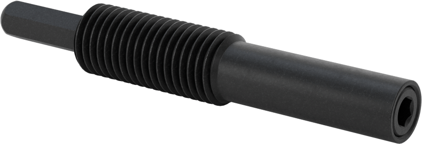 Çıkarma için Uzun Burunlu Yaylı Piston, Siyah Oksit Çelik Gövde, M16 x 2 Diş, 79,3 mm Gövde Uzunluğu