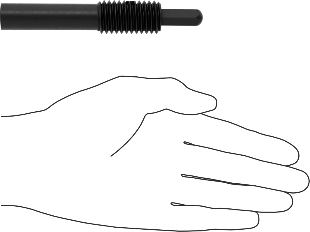 Çıkarma için Uzun Burunlu Yaylı Piston, Siyah Oksit Çelik Gövde, M20 x 2,5 Diş, 95,3 mm Gövde Uzunluğu
