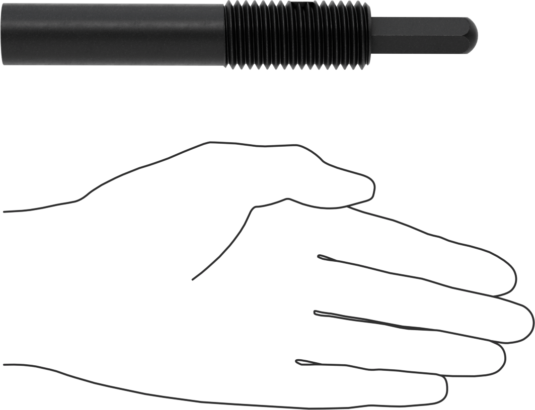 Çıkarma için Uzun Burunlu Yaylı Piston, Siyah Oksit Çelik Gövde, M24 x 3 Diş, 127 mm Gövde Uzunluğu