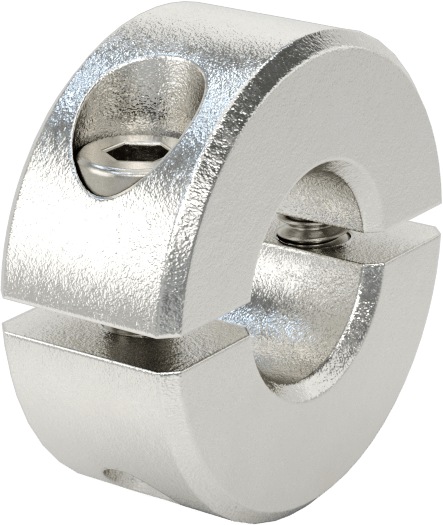 Sıkıştırma İki Parçalı Mil Yaka, 3/8" Çap için, Krom Kaplı 1215 Karbon Çelik