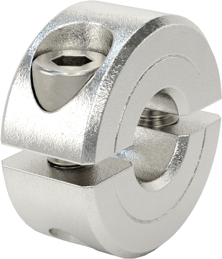 Sıkıştırma İki Parçalı Mil Yaka, 1/4" Çap için, Krom Kaplama 1215 Karbon Çelik